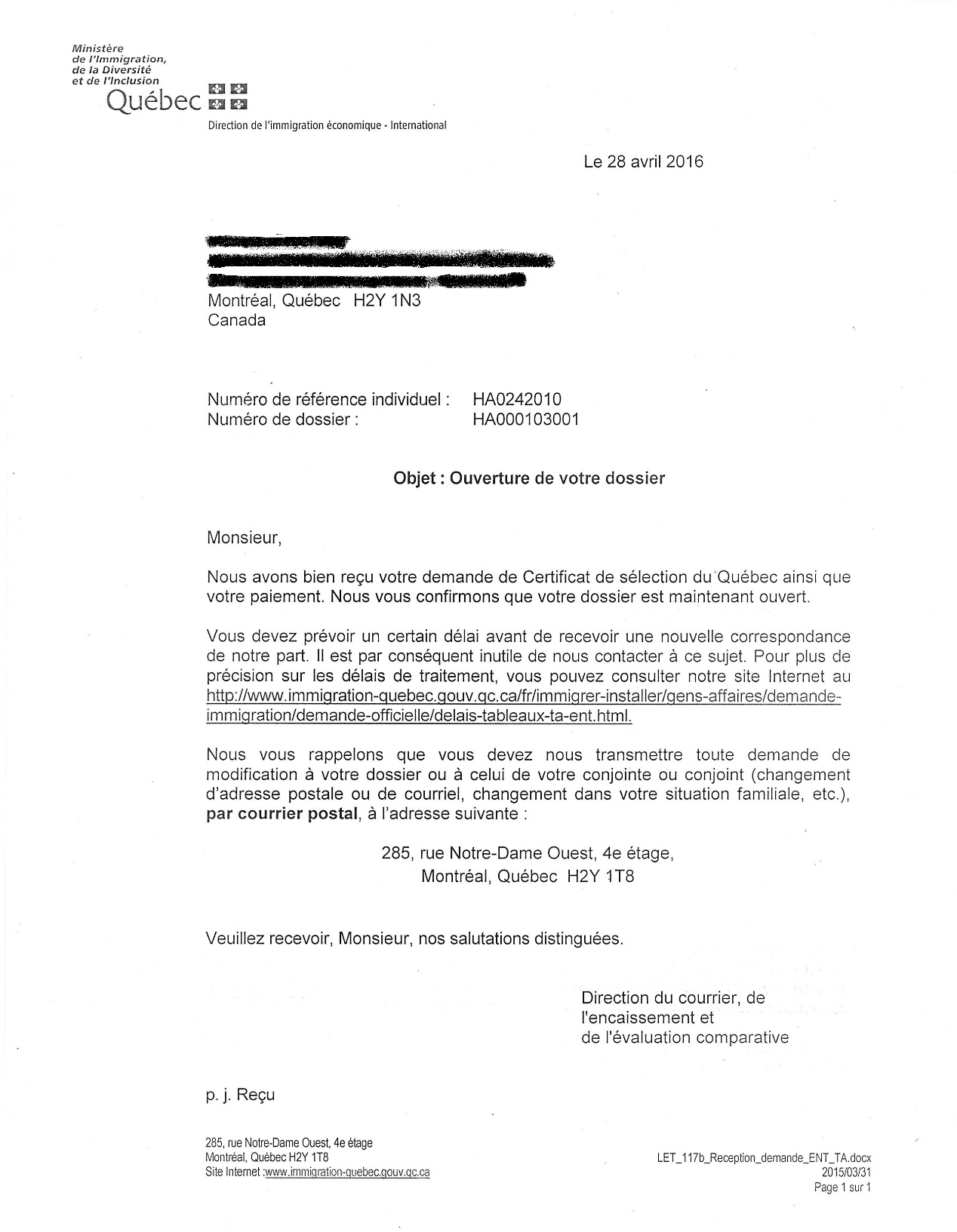 魁北克企业家移民档案信息图片