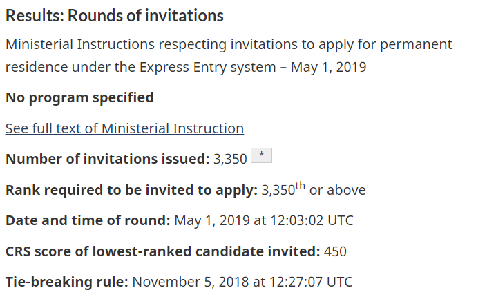 联邦技术移民EE快速通道19年5月1日筛选分数出台