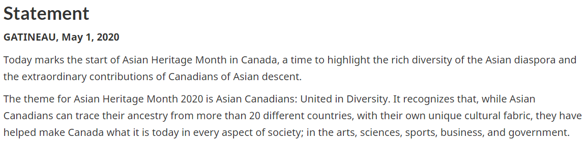 加拿大亚裔传统月:团结与多元化