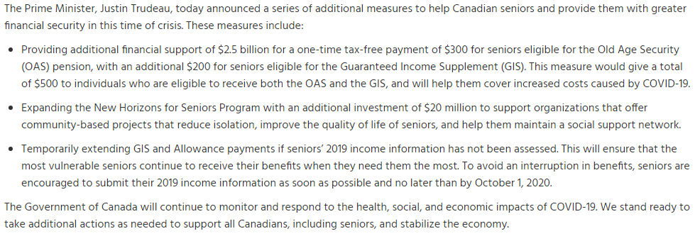 加拿大出台政策为老年人提供进一步支持